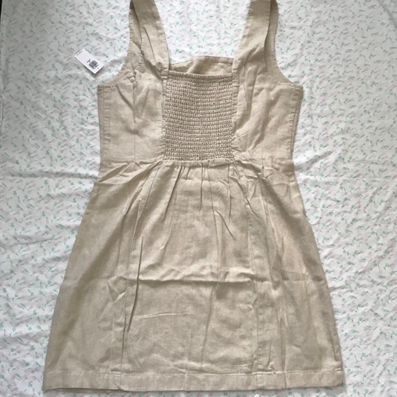 NWT Old Navy Square Neck Linen Blend Mini Dress Tan Brown M Petite - Picture 3 of 16